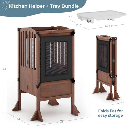 Contemporary Kitchen Helper Toddler Tower and Mealtime and Play Tray Bundle