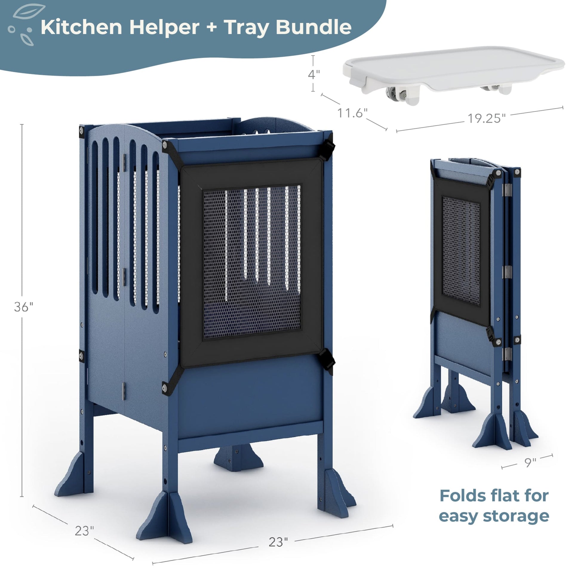 Contemporary Kitchen Helper Toddler Tower and Mealtime and Play Tray Bundle