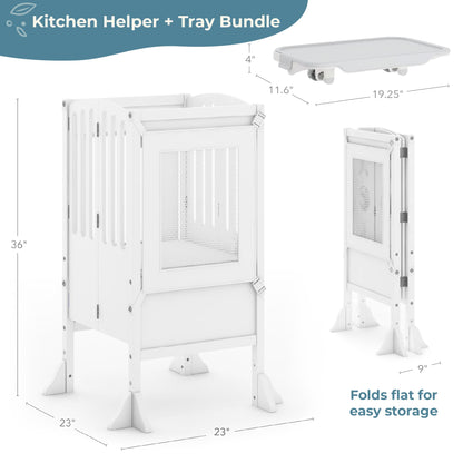 Contemporary Kitchen Helper Toddler Tower and Mealtime and Play Tray Bundle